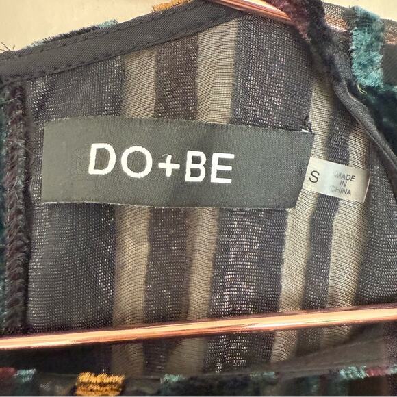 Do+Be Striped Burn Out Puff Sleeves Size Small Sheer Blouse Holiday Office Vixen - Picture 3 of 4